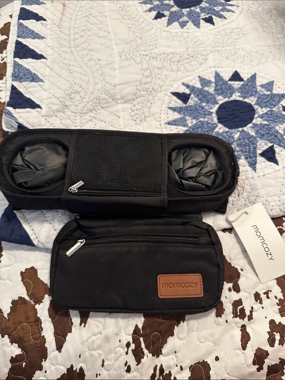 momcozy Black Stroller Organizer with Cup Holders